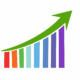 Colorful bar and line graph combo showing an increase.
